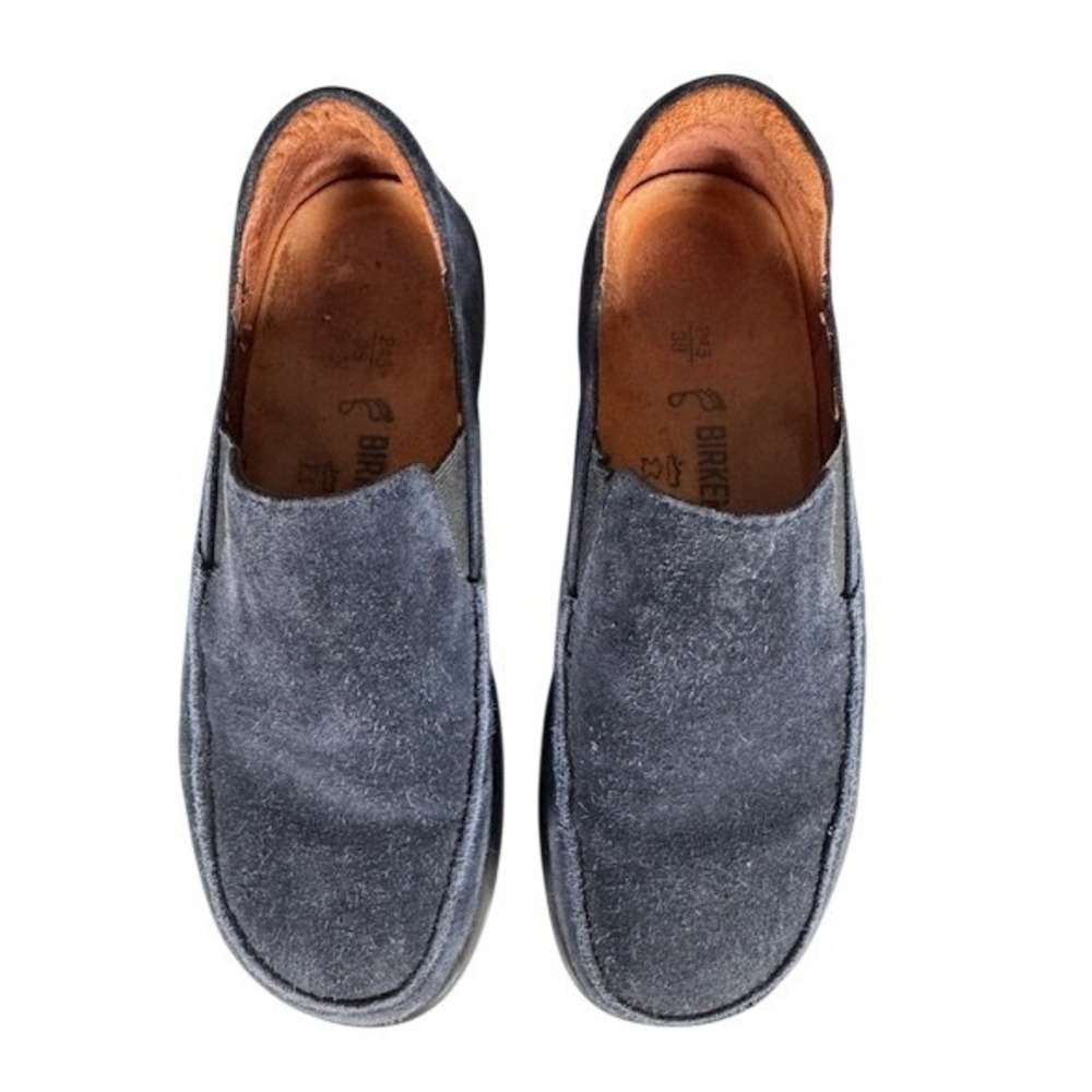 Birkenstock Slip On Shoes Women Navy Suede Comfort Loafers Size 38 / 7.5 - Picture 6 of 14